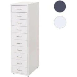 Caisson A Roulettes Boston T851, Armoire à Tiroirs Armoire En Acier, 110x28x41cm 10 Tiroirs - Gris Foncé