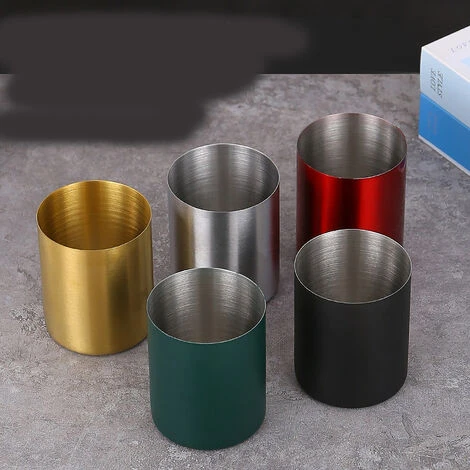 1pc Pot à Crayons Stylos,rangement Bureau Organisateur Rond En Métal Pour Bureau, école, Maison Et Enfants(rouge) – Image 3