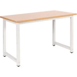 Bureau Ordinateur PC Table De Travail Meuble Salle à Manger Cuisine 120x60x74cm Marron Métal