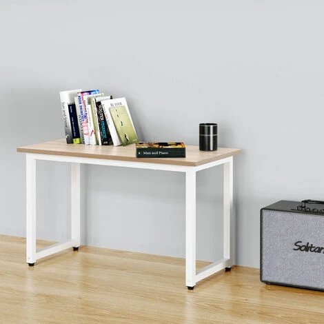 Bureau Ordinateur PC Table De Travail Meuble Salle à Manger Cuisine 120x60x74cm Marron Métal – Image 2