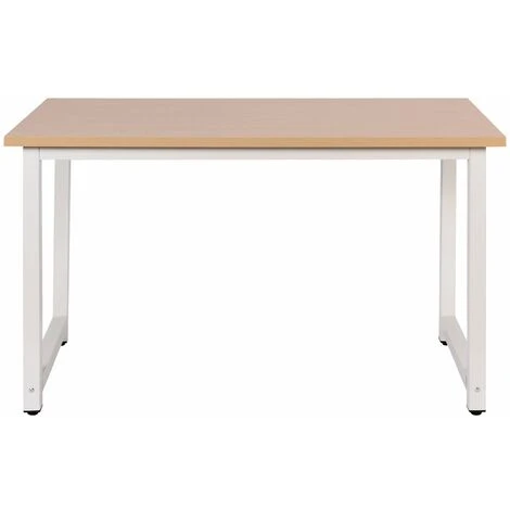 Bureau Ordinateur PC Table De Travail Meuble Salle à Manger Cuisine 120x60x74cm Marron Métal – Image 3