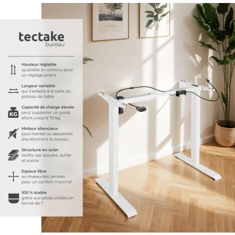 Bureau Assis Debout Pied De Bureau Réglable En Hauteur Électrique 85-129x65x71-121cm - Pied De Table Reglable, Bureau Electrique, Bureau Design – Image 2