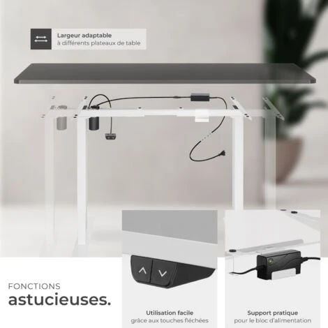 Bureau Assis Debout Pied De Bureau Réglable En Hauteur Électrique 85-129x65x71-121cm - Pied De Table Reglable, Bureau Electrique, Bureau Design – Image 4
