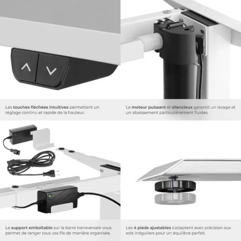 Bureau Assis Debout Pied De Bureau Réglable En Hauteur Électrique 85-129x65x71-121cm - Pied De Table Reglable, Bureau Electrique, Bureau Design – Image 5