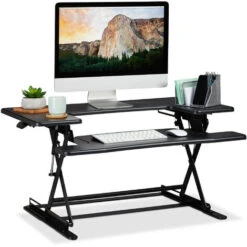 Relaxdays Poste De Travail Debout Assise Station Bureau Hauteur Réglable Professionnel Surface Clavier