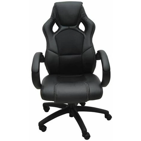 Bc-elec - Bs11010-1 Siège Baquet Fauteuil De Bureau Noir, Tissu Et Cuir