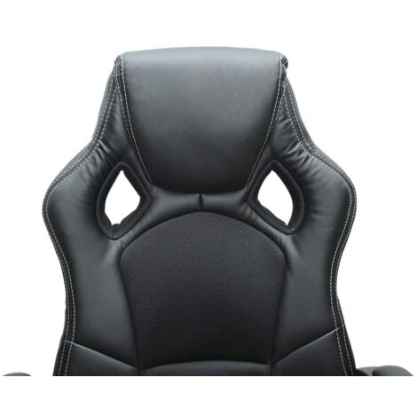 Bc-elec - Bs11010-1 Siège Baquet Fauteuil De Bureau Noir, Tissu Et Cuir – Image 2