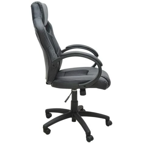 Bc-elec - Bs11010-1 Siège Baquet Fauteuil De Bureau Noir, Tissu Et Cuir – Image 4