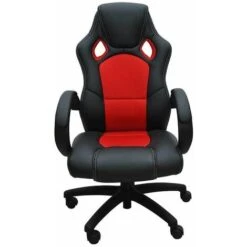 Bc-elec - Bs11010-4 Siège Baquet Fauteuil De Bureau Rouge Et Noir, Tissu Et Cuir