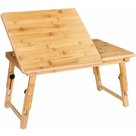 DEUBA - Table De Lit En Bambou Support Pour Ordinateur Pliable Inclinable Polyvalent
