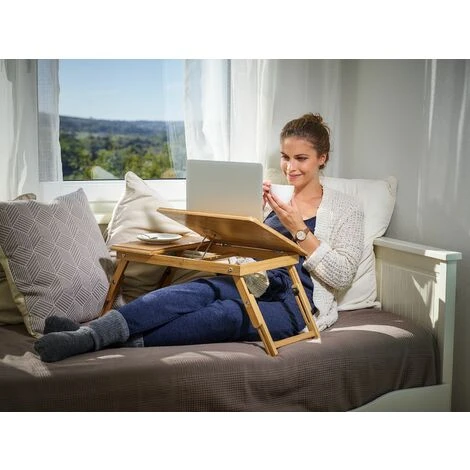 DEUBA - Table De Lit En Bambou Support Pour Ordinateur Pliable Inclinable Polyvalent â Image 2
