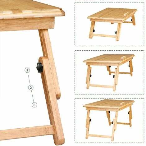 DEUBA - Table De Lit En Bambou Support Pour Ordinateur Pliable Inclinable Polyvalent â Image 3