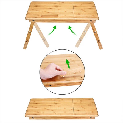 DEUBA - Table De Lit En Bambou Support Pour Ordinateur Pliable Inclinable Polyvalent â Image 5