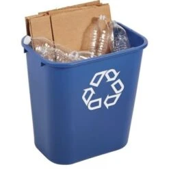 Rubbermaid Corbeille à Papier Plastique Rectangulaire 26,6 Litres, Coloris Bleu