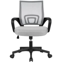 Yaheetech Chaise De Bureau Ergonomique Maille Fauteuil Ordinateur à Roulettes Inclinable Pivotant Siège Et Base Plus Larges Hauteur Réglable Avec Accoudoirs Gris Clair