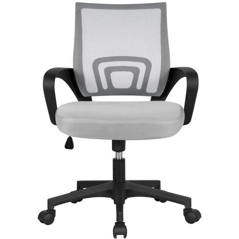 Yaheetech Chaise De Bureau Ergonomique Maille Fauteuil Ordinateur à Roulettes Inclinable Pivotant Siège Et Base Plus Larges Hauteur Réglable Avec Accoudoirs Gris Clair