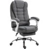 HOMCOM Fauteuil De Bureau Manager Grand Confort Repose-pied Dossier Inclinable Accoudoirs Rembourrés Lin Gris