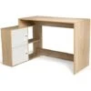 Bureau D'angle En Forme De L BOB Imitation Hêtre Portes Blanches