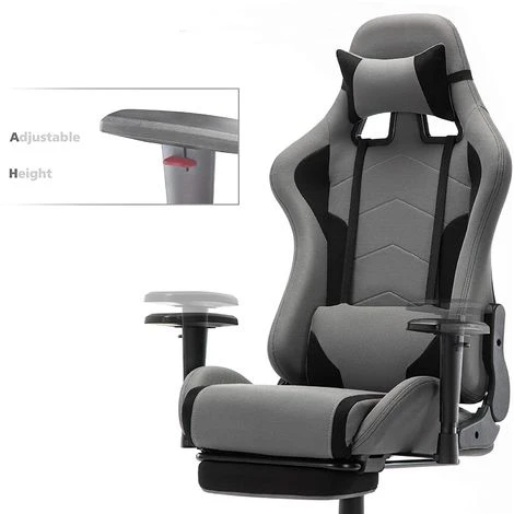 Chaise Gaming Avec Repos-pieds - Fauteuil Gaming Chaise De Bureau Ergonomique - Siège Pivotant - Gris - IntimaTe WM Heart – Image 3