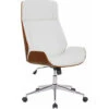 Fauteuil De Bureau Varel En Similicuir Avec Coque De Siège En Bois Noyer/blanc