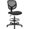 Tabouret Avec Repose-pieds Circulaire Hauteur Réglable Siège Ergonomique Rotatif Fauteuil De Bureau Sans Accoudoirs Revêtement De L'assise En Tissu Charge Maximale 120 Kg Noir