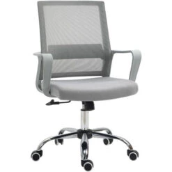 Vinsetto Fauteuil Chaise De Bureau Ergonomique Hauteur Réglable Pivotante 360° Revêtement Maille Gris
