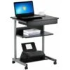 Yaheetech Bureau Ordinateur Roulant Table Informatique Poste De Travail /1 Tiroir Et 2 Etagères / 56 X 51 X 79 Cm Noir