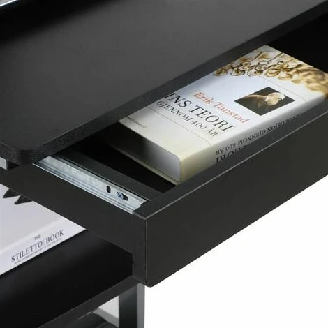 Yaheetech Bureau Ordinateur Roulant Table Informatique Poste De Travail /1 Tiroir Et 2 Etagères / 56 X 51 X 79 Cm Noir – Image 2