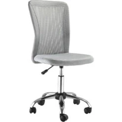 Vinsetto Chaise De Bureau Ergonomique Hauteur Réglable Piètement Chromé Pivotant 360° Revêtement Maille Gris