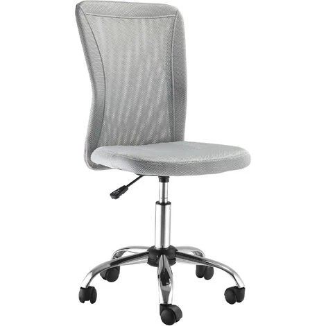 Vinsetto Chaise De Bureau Ergonomique Hauteur Réglable Piètement Chromé Pivotant 360° Revêtement Maille Gris