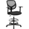 Songmics Fauteuil De Bureau, Siège Ergonomique, Tabouret, Avec Repose-Pieds Réglable En Hauteur, Pivotant Sur 360°, Pour Bureau Debout, Noir OBN25BK