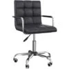 HOMCOM Chaise De Bureau Fauteuil Manager Pivotant Hauteur Réglable Revêtement Synthétique Capitonné Noir