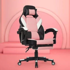 Racing Chaise De Bureau, Chaise Gaming En Similicuir, Fauteuil Gamer Inclinable, Pivotant , Rose，IntimaTe WM Heart