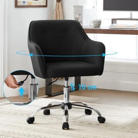 Songmics Fauteuil De Bureau, Chaise Pivotante Confortable, Siège Ergonomique, Réglable En Hauteur, Charge 120 Kg, Cadre En Acier, Tissu Imitation Lin, Pour Bureau, Noir OBG019B01 – Image 3