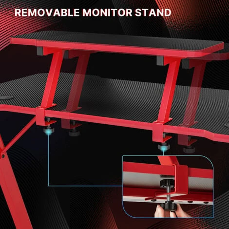 Bureau Gaming, Bureau D'Ordinateur Grand Pour Gamer, En Fibre De Carbone, Support Poignée, Ecouteurs Rotatif, Porte Gobelet - IntimaTe WM Heart – Image 4