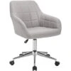 WOLTU Tabouret De Bureau En Lin Tabouret De Travail à Roulettes.Chaise De Bureau Réglable En Hauteur Gris Clair