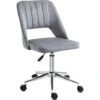 Chaise De Bureau Design Contemporain Dossier Ergonomique Ajouré Strié Hauteur Réglable Pivotante 360° Piètement Chromé Velours Gris