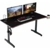 Soges Bureau Gaming Grand Bureau Gamer Avec Tapis De Souris Intégré Et Gaming Rack, Table De Gaming Station De Jeu Pro Avec Porte-gobelet Et Crochet Pour Casque,152,5 70 76 CM，Noir TN-GD-60-01-BK