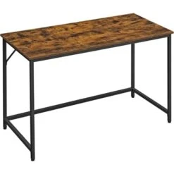 VASAGLE Bureau, Table, Poste De Travail, 120 X 60 X 75 Cm, pour Bureau, Salon, Chambre, Assemblage Simple, Métal, Style Industriel, Marron Rustique Et Noir par SONGMICS LWD039B01