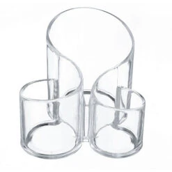 Organisateur De Maquillage /Cosmétique Pot De Rangement De Brosses Porte -stylo Pinceau 3 Compartiments Transparent Acrylique