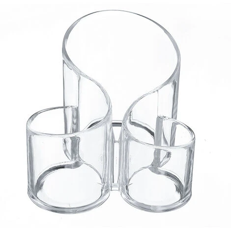 Organisateur De Maquillage /Cosmétique Pot De Rangement De Brosses Porte -stylo Pinceau 3 Compartiments Transparent Acrylique