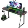 Bureau De Jeu, Bureau De Jeu Ergonomique, Table De Jeu Pour Ordinateur, Ordinateur Ou Console De Jeux Vidéo, Design Moderne, Table Pour PC Avec Porte-gobelet Et Crochet Pour Casque, Cadre En Acier, Ve