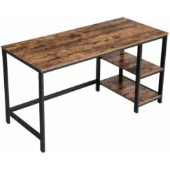 VASAGLE Bureau Avec Rangement, Table D’Ordinateur, Avec 2 Étagères Réversibles, Poste De Travail, Pour Télétravail, Salon, Cadre En Acier, Style Industriel, Marron Rustique Et Noir Par Songmics LWD55X