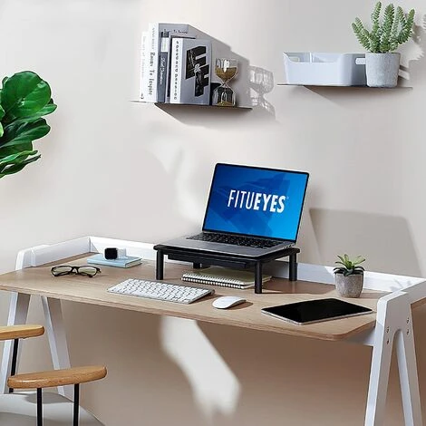 FITUEYES Réhausseur D'Écran D'Ordinateur En Métal Avec Tiroir De Stockage Support De Moniteur PC/TV, Hauteur Réglable Support D'Écran D'Ordinateur 37x23.5x9,8/11,8/13,8cm Noir DT115901MB – Image 2