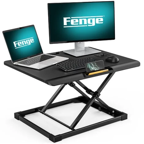 Fenge Convertisseur De Bureau Debout 65,3 Cm Avec Extrémité Incurvée Et Support De Téléphone Pour Deux écrans SD108003MB