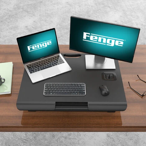 Fenge Convertisseur De Bureau Debout 65,3 Cm Avec Extrémité Incurvée Et Support De Téléphone Pour Deux écrans SD108003MB – Image 2