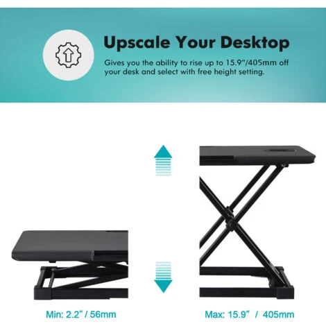 Fenge Convertisseur De Bureau Debout 65,3 Cm Avec Extrémité Incurvée Et Support De Téléphone Pour Deux écrans SD108003MB – Image 4