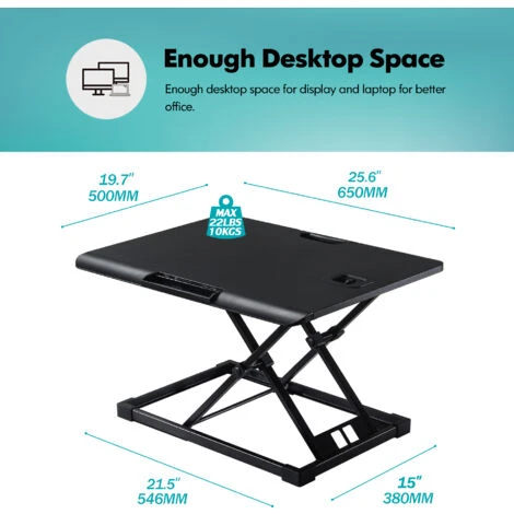 Fenge Convertisseur De Bureau Debout 65,3 Cm Avec Extrémité Incurvée Et Support De Téléphone Pour Deux écrans SD108003MB – Image 5