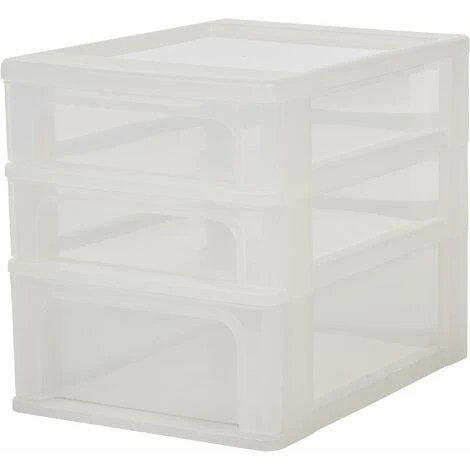 Tour De Rangement, Organiseur, 3 Tiroirs, Format A4, Transparent, Bureau, Salon - Organizer Chest Och-2021 - Blanc – Image 2