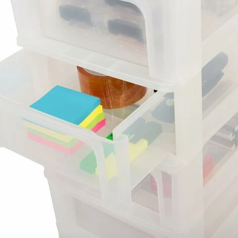 Tour De Rangement, Organiseur, 3 Tiroirs, Format A4, Transparent, Bureau, Salon - Organizer Chest Och-2021 - Blanc – Image 4